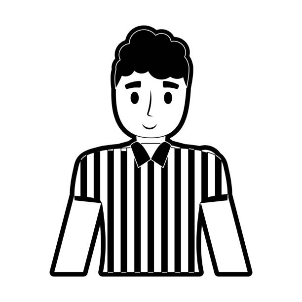 illustrations, cliparts, dessins animés et icônes de icône de dessin animé arbitre homme - american football referee american culture striped