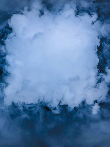 青いドライアイス - wispy smoke steam swirl ストックフォトと画像