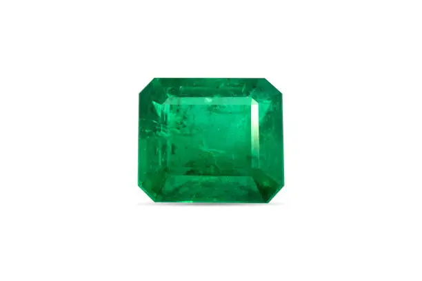 Natural Emerald gemstone on a white background