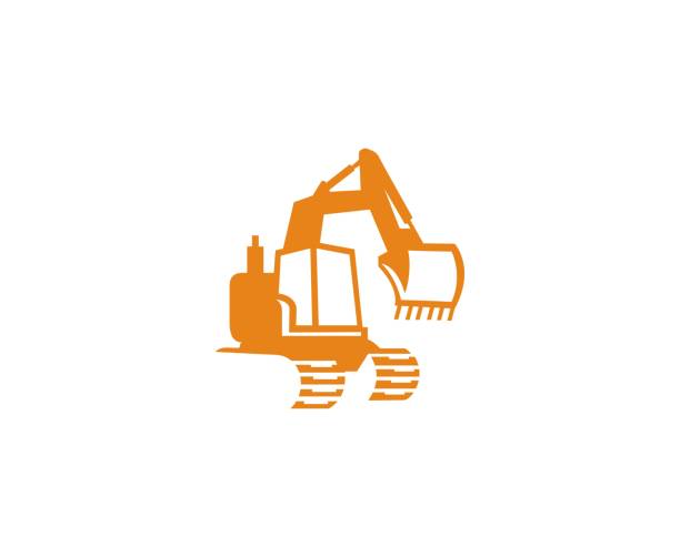 illustrazioni stock, clip art, cartoni animati e icone di tendenza di icona escavatore - earth mover bulldozer construction scoop