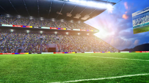 istock soccer field with lights and spectors panorama 3d rendering 898655628