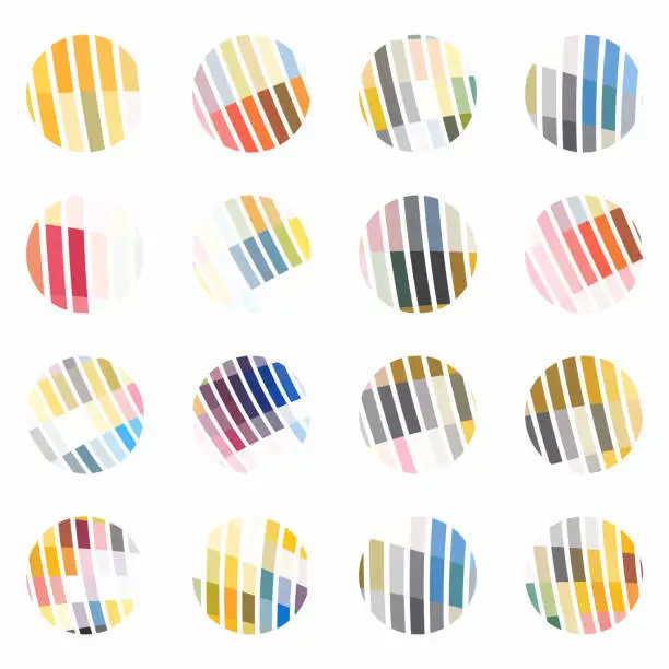 Vector illustration of Circle checked pattern icon collection