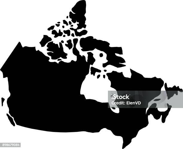 Vetores de Mapa De Fronteiras País Silhueta Preta Do Canadá Sobre Fundo Branco De Ilustração Vetorial e mais imagens de Canadá