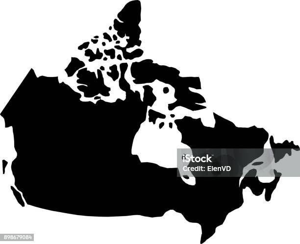 Black Silhouette Country Borders Map Of Canada On White Background Of Vector Illustration Stock Illustration - Download Image Now