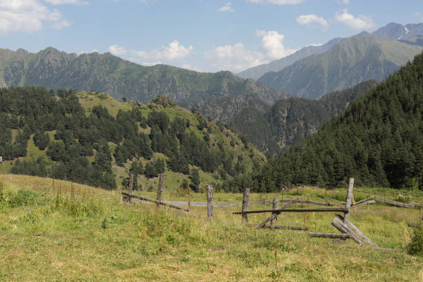 view of the mountains of Tusheti from the remote village of Diklo, Georgia