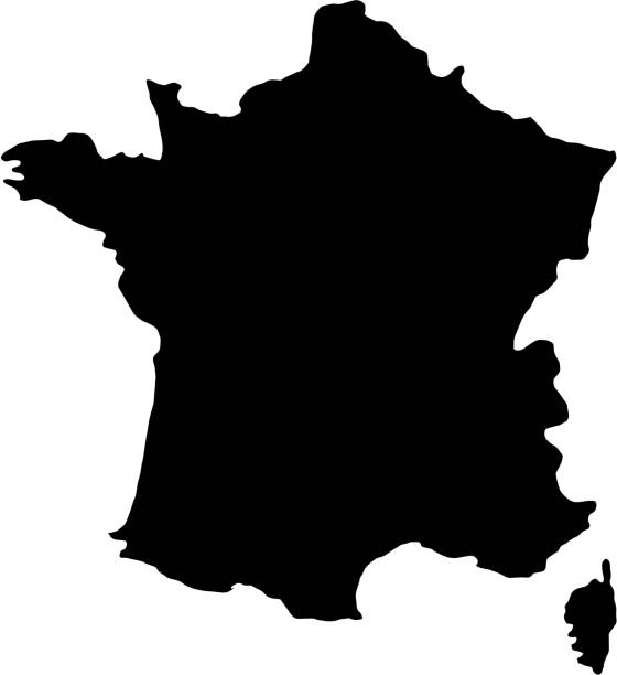 illustrations, cliparts, dessins animés et icônes de carte de frontières de pays silhouette noire de france sur fond blanc de l’illustration vectorielle - carte france