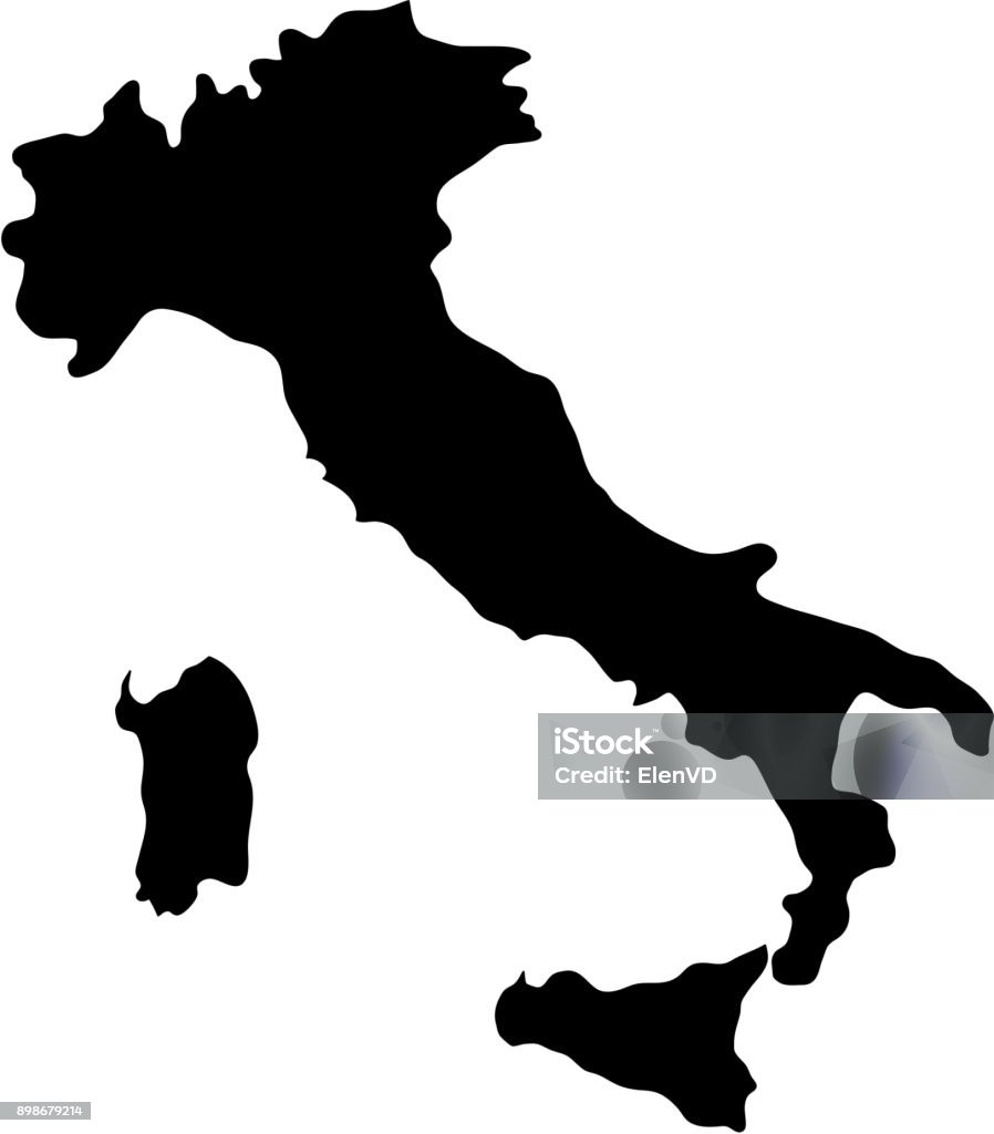 silhouette noire pays frontières carte Italie sur fond blanc de l’illustration vectorielle - clipart vectoriel de Italie libre de droits