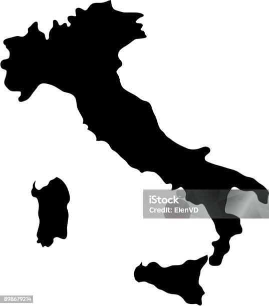 Black Silhouette Country Borders Map Of Italy On White Background Of Vector Illustration Stock Illustration - Download Image Now