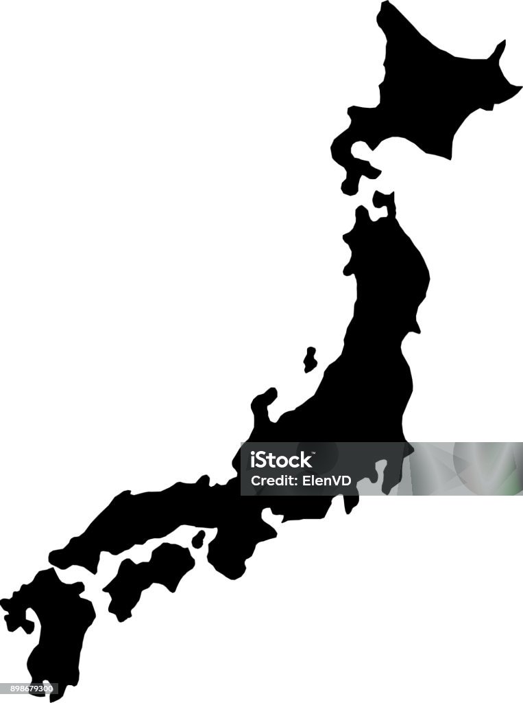 黒シルエット ベクトル図の白い背景に日本国罫線地図 - 日本のロイヤリティフリーベクトルアート