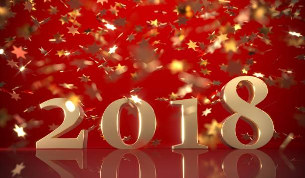 istock Happy New 2018 Year On Red Background 898679410