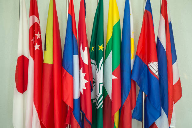 istock group of Asia flags 898679642