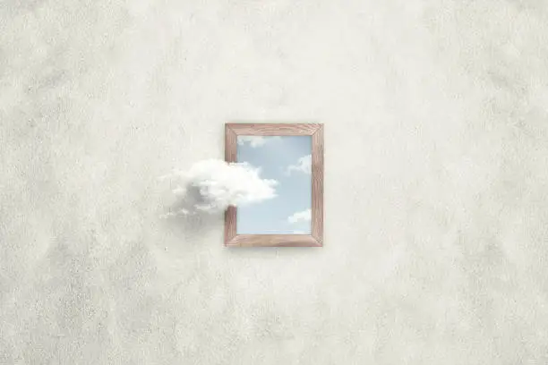 Photo of think outside the box surreal minimal concept