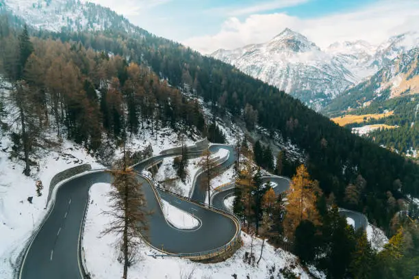 Scenic view of Maloja pass in Switzerland in winter