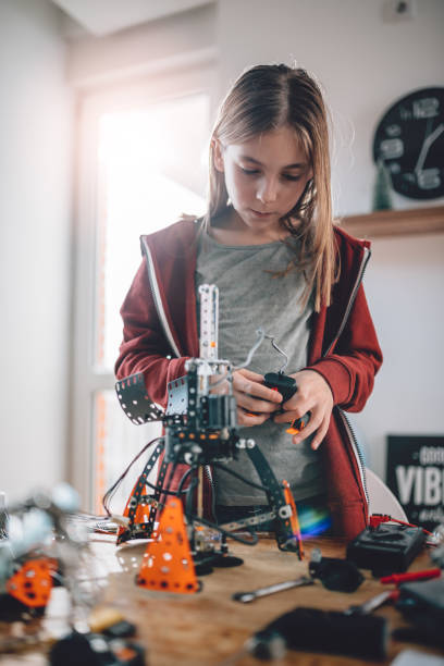 istock Girl building a robot at home 898684314