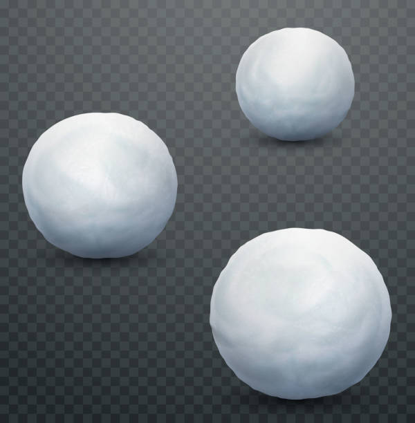 White snow ball. Realistic snow mass. Winter decoration White snow ball. Realistic snow mass. Winter decoration snowball stock illustrations