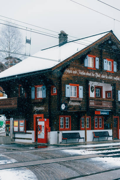 istock Railway station in Switzerland in winter 898687378