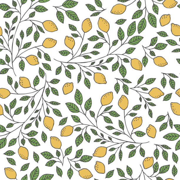 Seamless hand drawn lemon pattern. Vector illustration. Seamless hand drawn lemon pattern. Vector illustration. citron stock illustrations