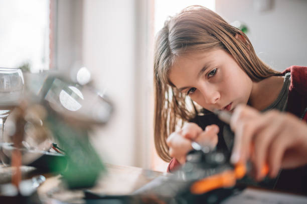 istock Girl building a robot at home 898690710