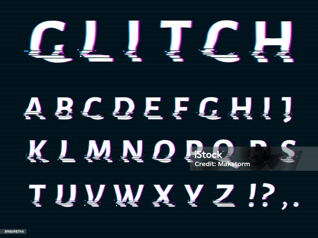 Broken Writing Vector Distorted Glitch Font Stock Illustration - Download Image Now ...