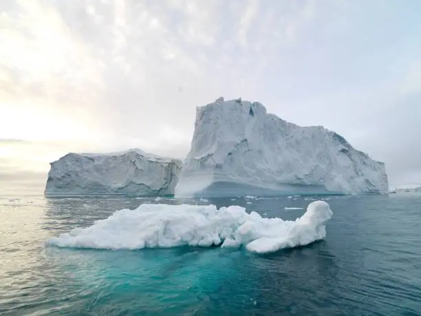 Arctic Icebergs on Arctic Ocean in Greenland. Climate change