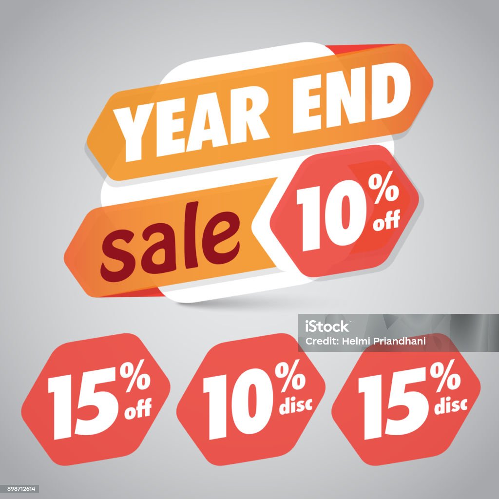 Year End Sale 10% 15% Off Discount Tag for Marketing Retail Element Design End Of Financial Year stock vector