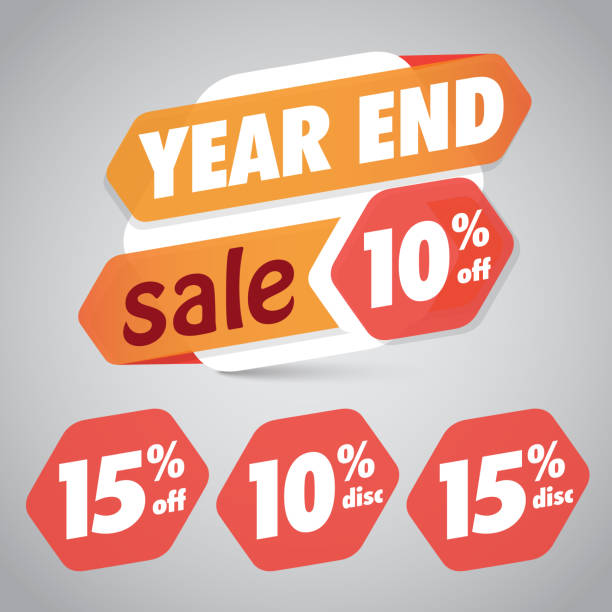 Year End Sale 10% 15% Off Discount Tag for Marketing Retail Element Design vector art illustration