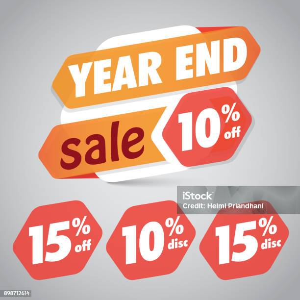 Year End Sale 10 15 Off Discount Tag For Marketing Retail Element Design Stock Illustration - Download Image Now