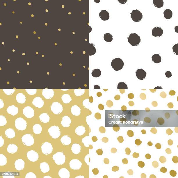 Set Of Four Paint Texture Background Stock Illustration - Download Image Now - Gold - Metal, Pattern, Spotted