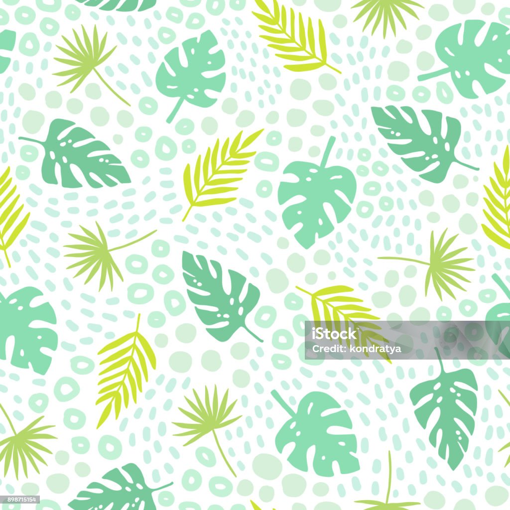 Tropical Palm Leaves Seamless Pattern Stock Illustration - Download Image  Now - Rainforest, Pattern, Leaf - iStock