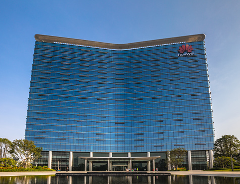 Dongguan, China - December 9, 2017 - Skyscraper of the main building of Huawei Base in Songshan Lake District of Dongguan city, Guangdong Province, China. A multinational networking and telecommunications equipment and services company, the largest telecommunications equipment manufacturer in the world.