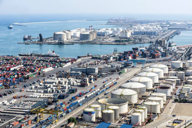 Aerial view of Barcelona Port
