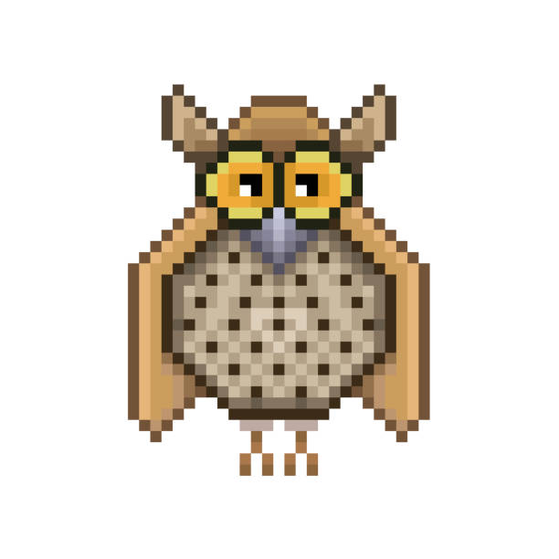 Owl pixel Icon, in the vector. Owl pixel Icon, in the vector. EPS 8 format. in synch stock illustrations