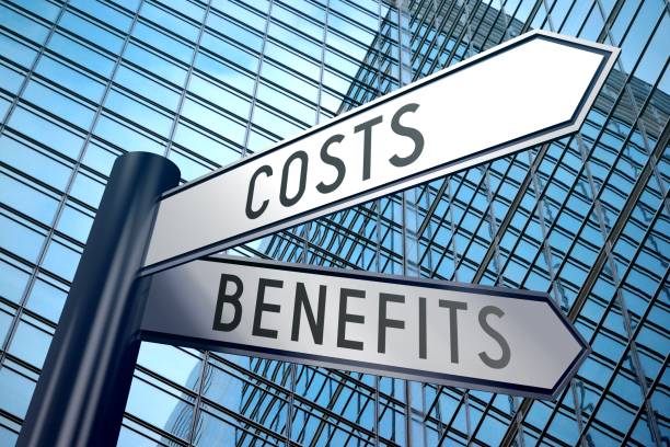 istock Signpost illustration, two arrows - costs, benefits 898720258