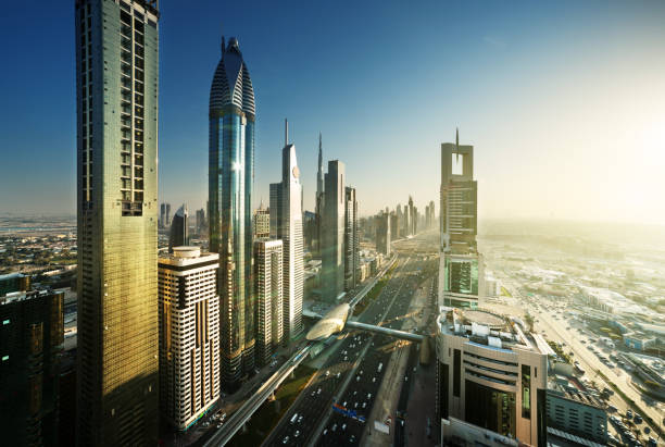 istock Dubai skyline in sunset time, United Arab Emirates 898728450