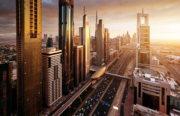 istock Dubai skyline in sunset time, United Arab Emirates 898728452
