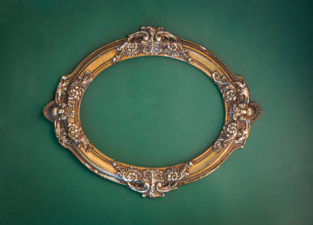 istock Victorian golden baroque frame on a green background 898731532