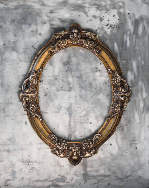 istock Victorian golden baroque mirror on a gray background 898732204