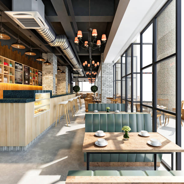 istock 3D render of cafetaria and restaurant 898733106