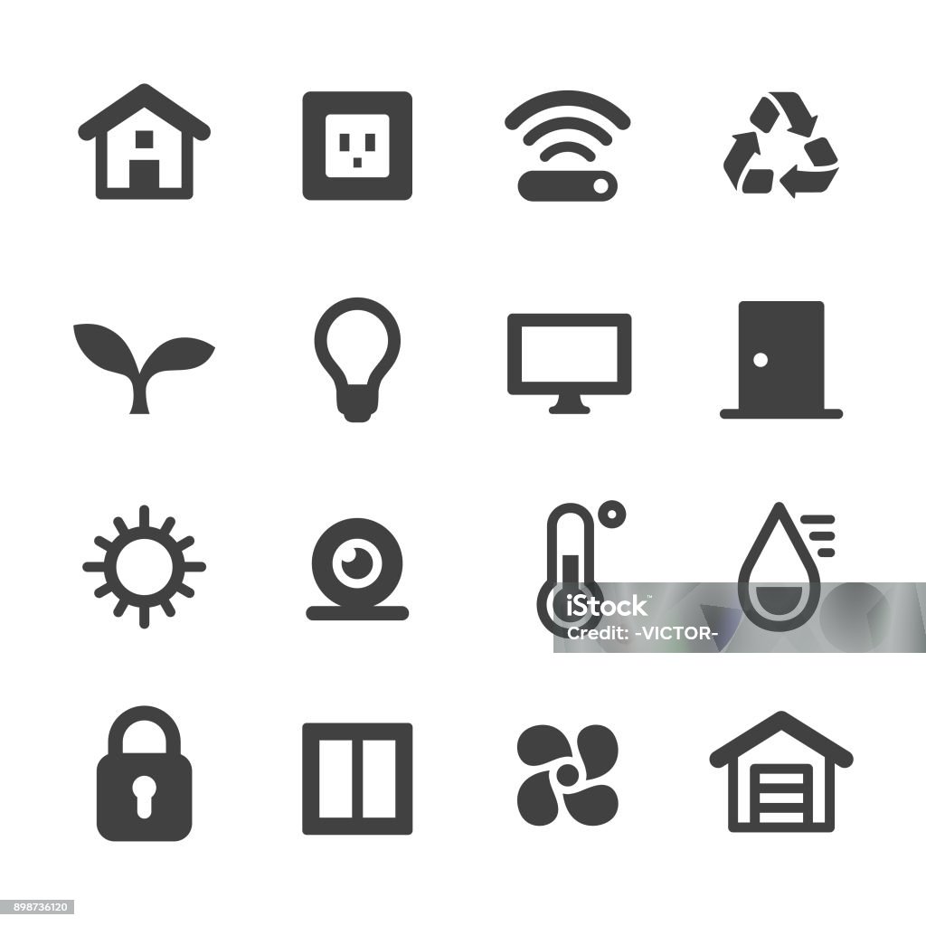 Smart House Icons Set - Acme Series Smart House, Home Automation, technology, Icon Symbol stock vector