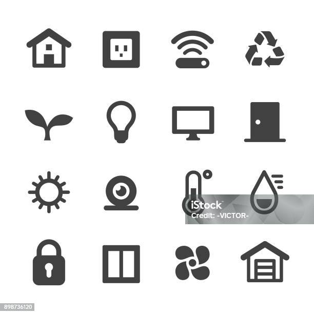 Smart House Icons Set Acme Series Stock Illustration - Download Image Now - Icon Symbol, Door, Lock