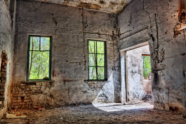 istock destroyed an abandoned house in hdr 898745544