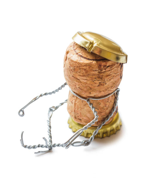 Man toy is made of bottle caps isolated on white background
