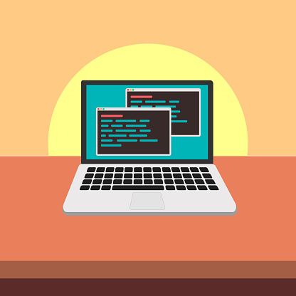 Vetores de Código De Java Na Tela Do Laptop Programação E Codificação ...