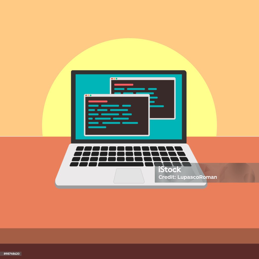 Java Code On Laptop Screen Programming And Coding Vector Concept Java ...