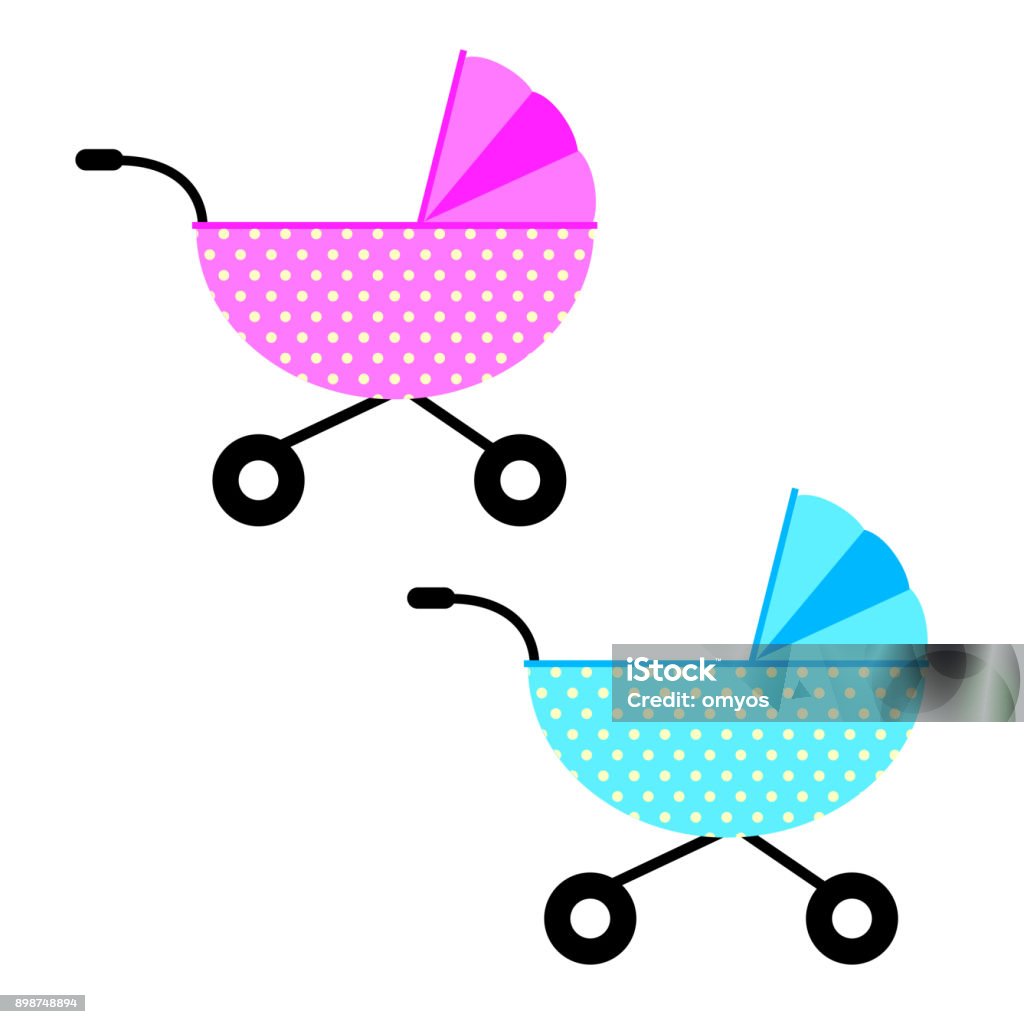 Two Baby Stroller, Isolated on White Vector Two Baby Stroller, Isolated on White Above stock vector