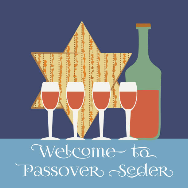 illustrazioni stock, clip art, cartoni animati e icone di tendenza di buona pasqua - passover seder table judaism