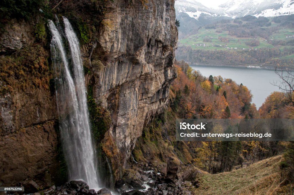 Seerenbachfälle, a waterfall in Switzerland Seerenbachfälle, a waterfall in Switzerland, one of the ten highest in the world Alpine Lakes Wilderness Stock Photo