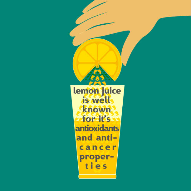 Lemon juice concept Citrus Fruit. Sliced lemon. Juice with splashe and drop. Fresh lemon Concept. Squeeze juice from lemon. Antioxidant, anticancer natural product. Healthy beverage, dieting dessert. Vector Illustration citric acid stock illustrations