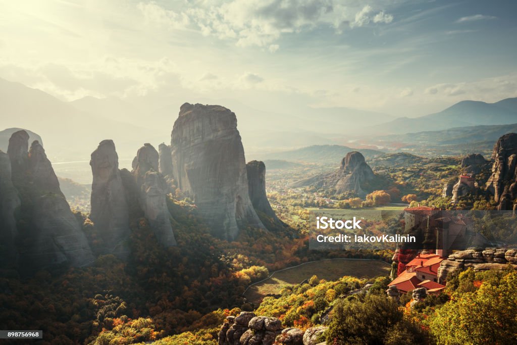 Meteora monasteries in Greece Meteora Stock Photo