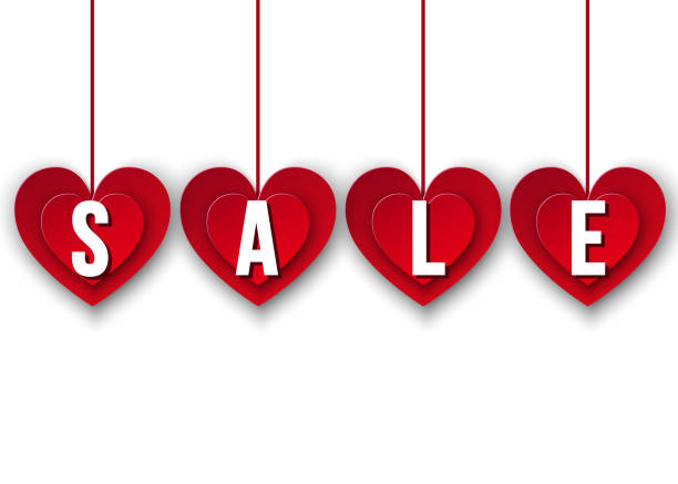 istock Valentines day sale banner hanging  red  cut paper hearts. 898761948
